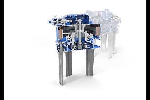The eVSP in sectional view (and mechanical view in shadow).